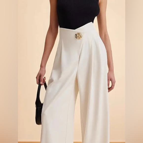 Women’s Black Wide‑Leg Palazzo Pants | High‑Waist Elegant Trousers - Picture 4 of 7